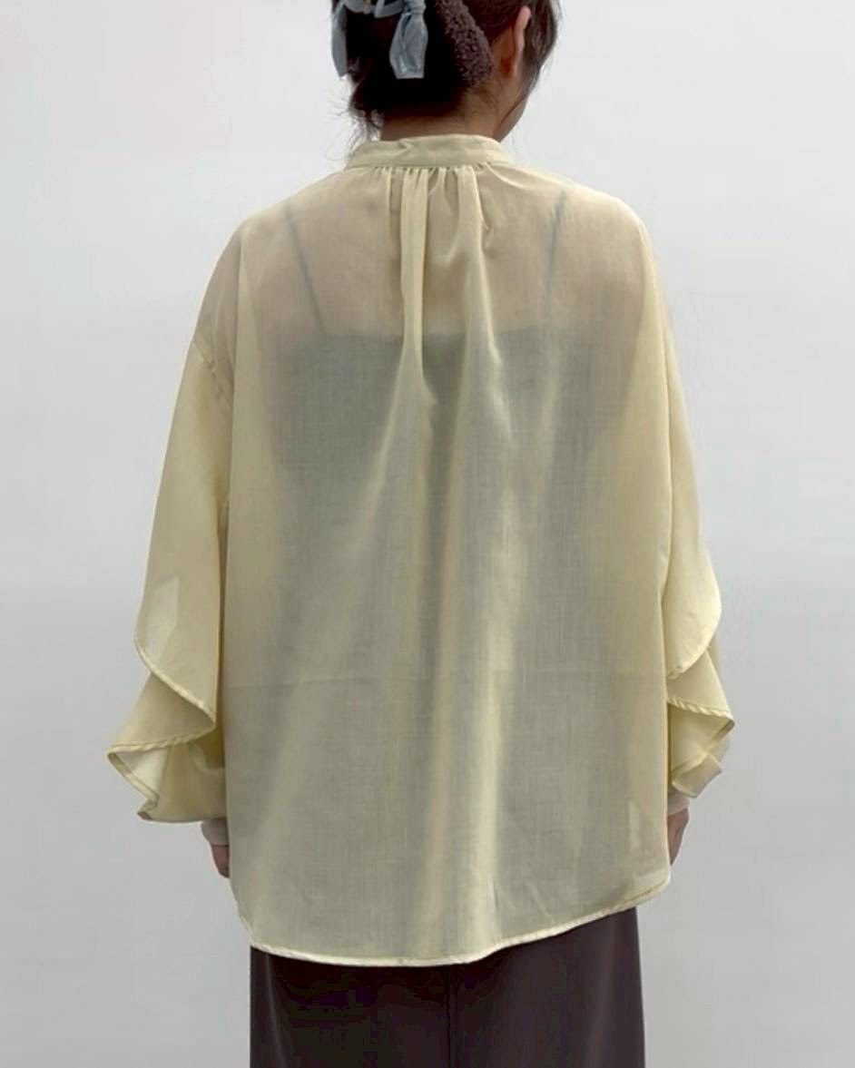 【CLOCHE】デザイン袖エアリーシアーシャツ/610-85042