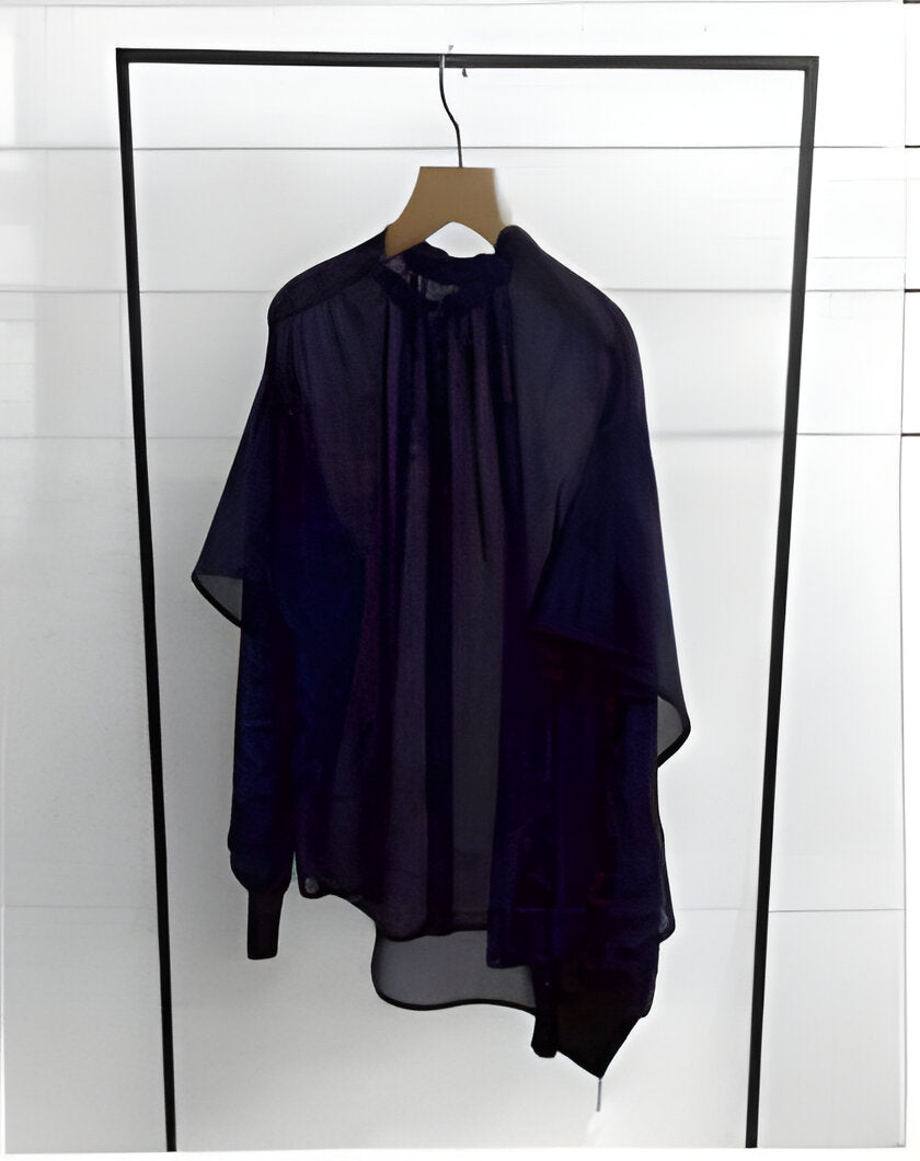 【CLOCHE】袖フリルシアーチェックシャツ/610-85038