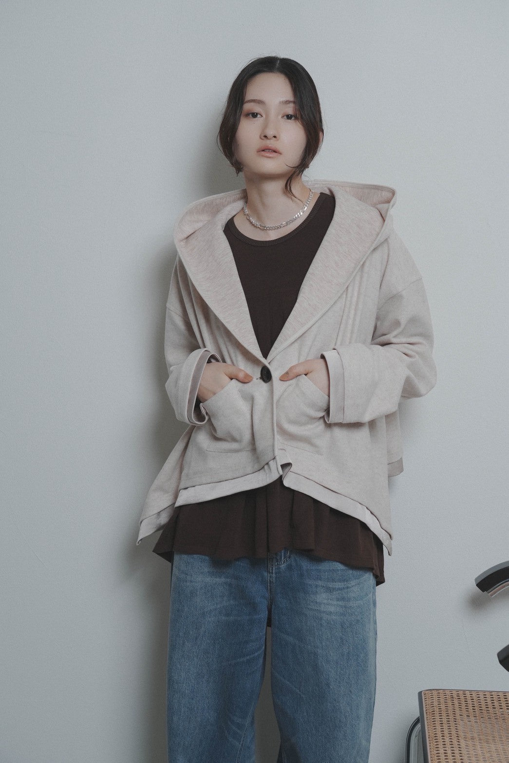 【CYAN TOKYO】ラウンドヘムフラノショートフーディ/607547