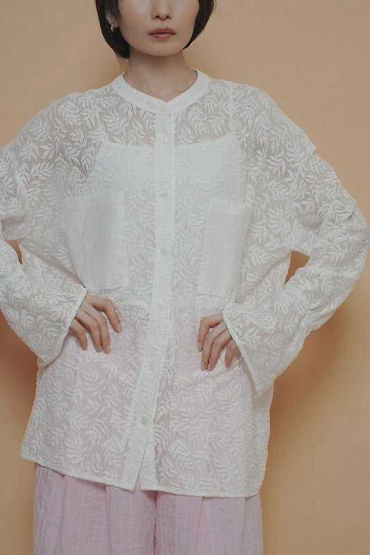 【CYAN TOKYO】メッシュジャガートーフィットシャツ/710576