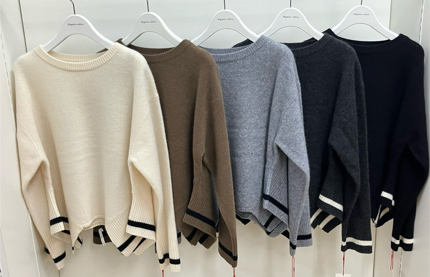 【Dignite collier】ウォッシャブルウールラインリブニット/ 80243642