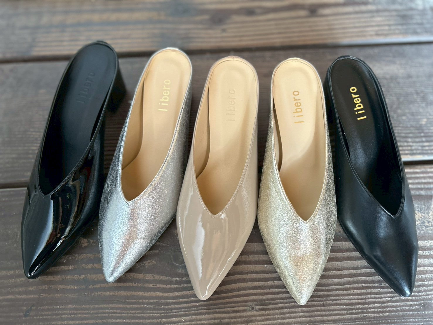 【再販・新色追加】【libero】Vカット走れるミュール ヒール5センチ/14200