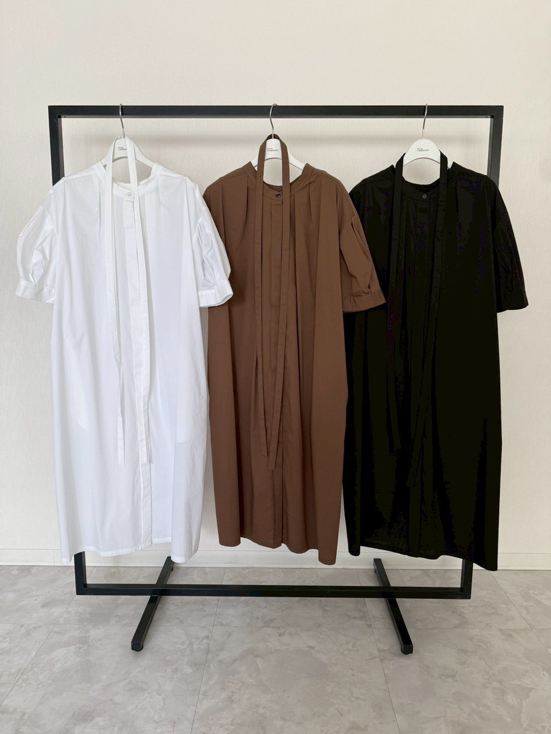 【Ordinary】2wayランタンスリーブシャツドレス/BO26-505D