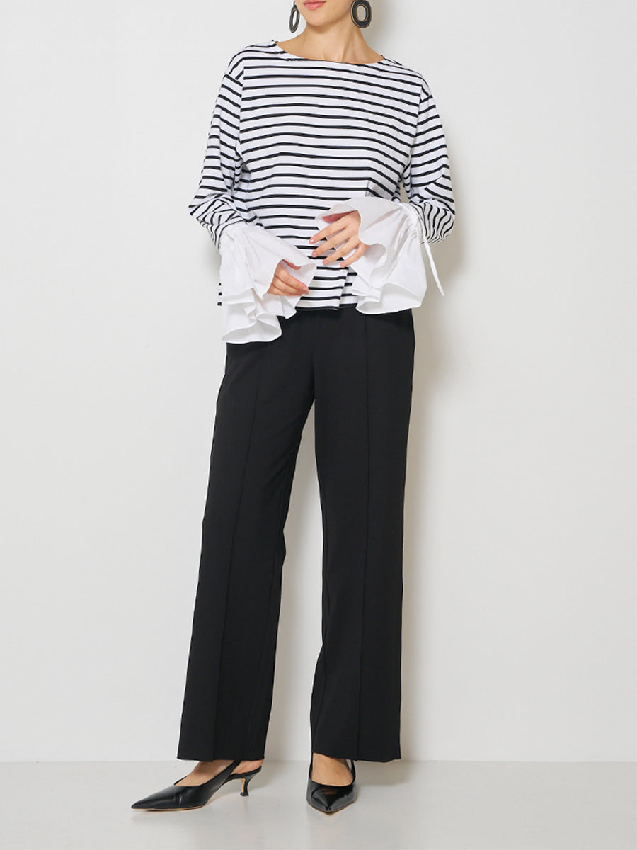 【Mewl】シャツスリーブボーダートップス/M251-85103-4
