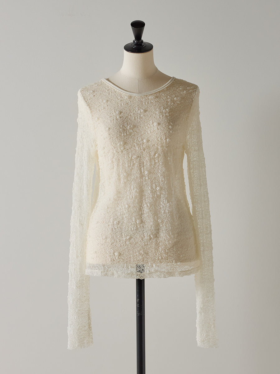 【Mewl】レースロングスリーブトップス/M253-83021-3