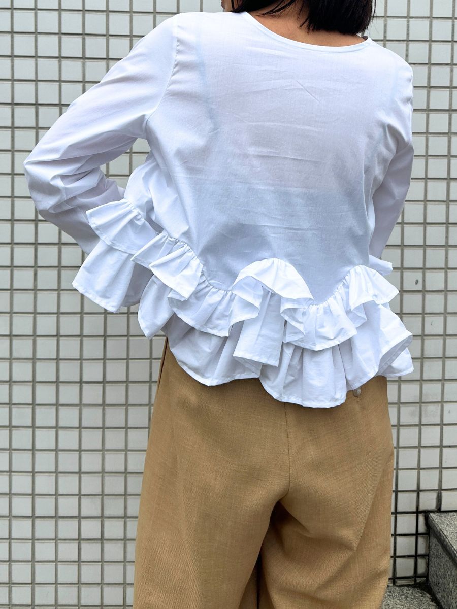【Mewl】ペプラムフリル2WAYブラウス/M261-13005