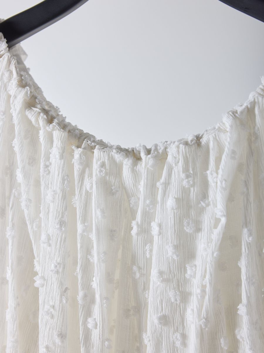 【Mewl】ドットジャガードオフショルブラウス/M261-13008