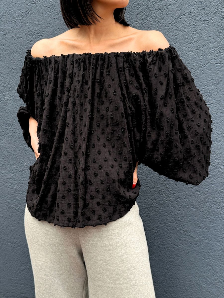 【Mewl】ドットジャガードオフショルブラウス/M261-13008