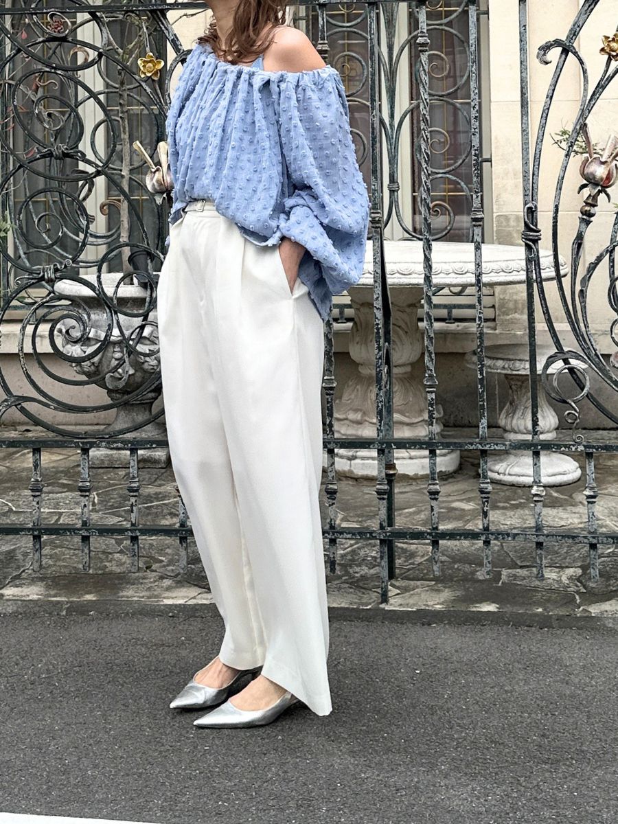 【Mewl】ドットジャガードオフショルブラウス/M261-13008