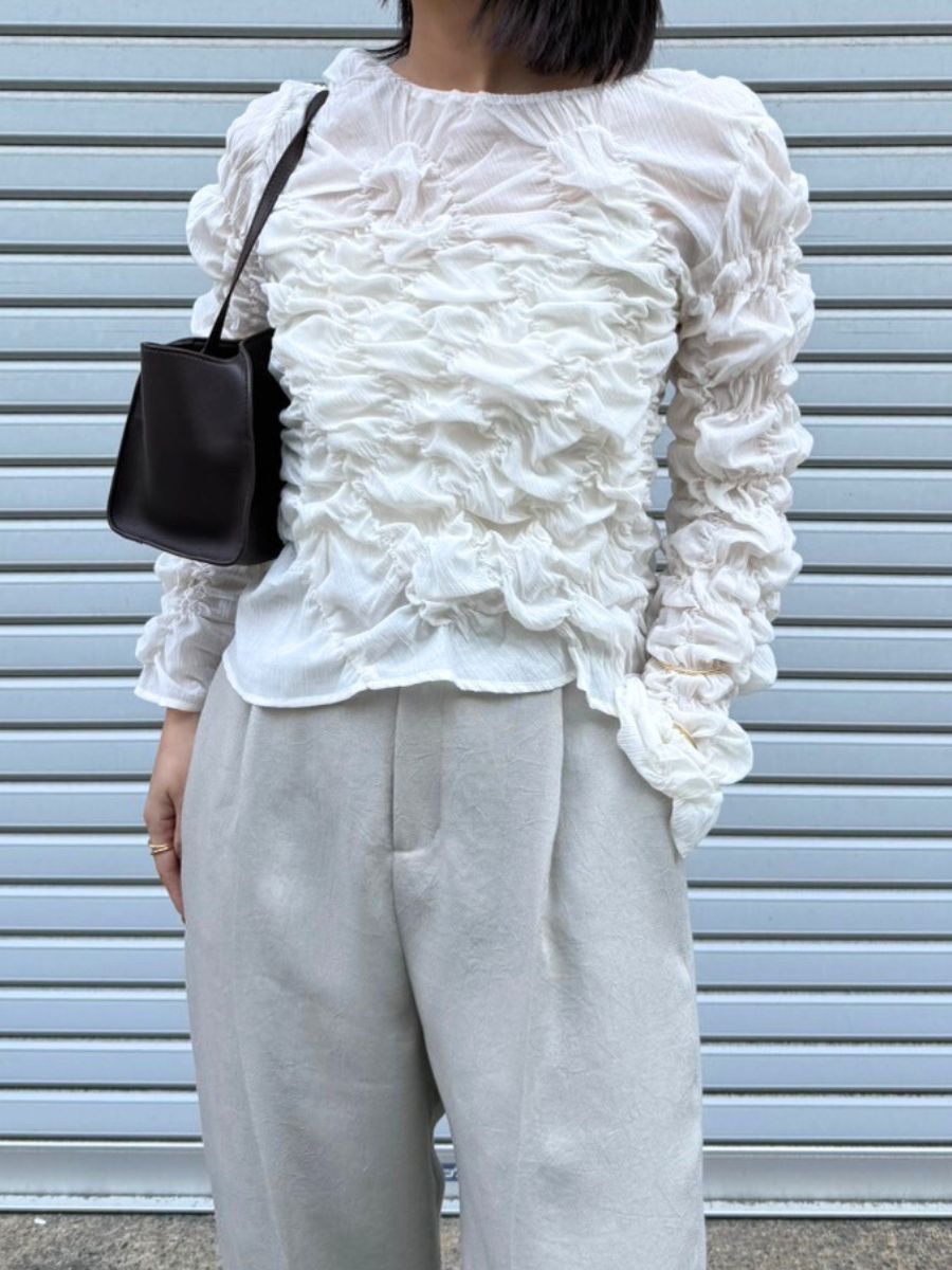 【Mewl】シャーリングトップス/M261-13031