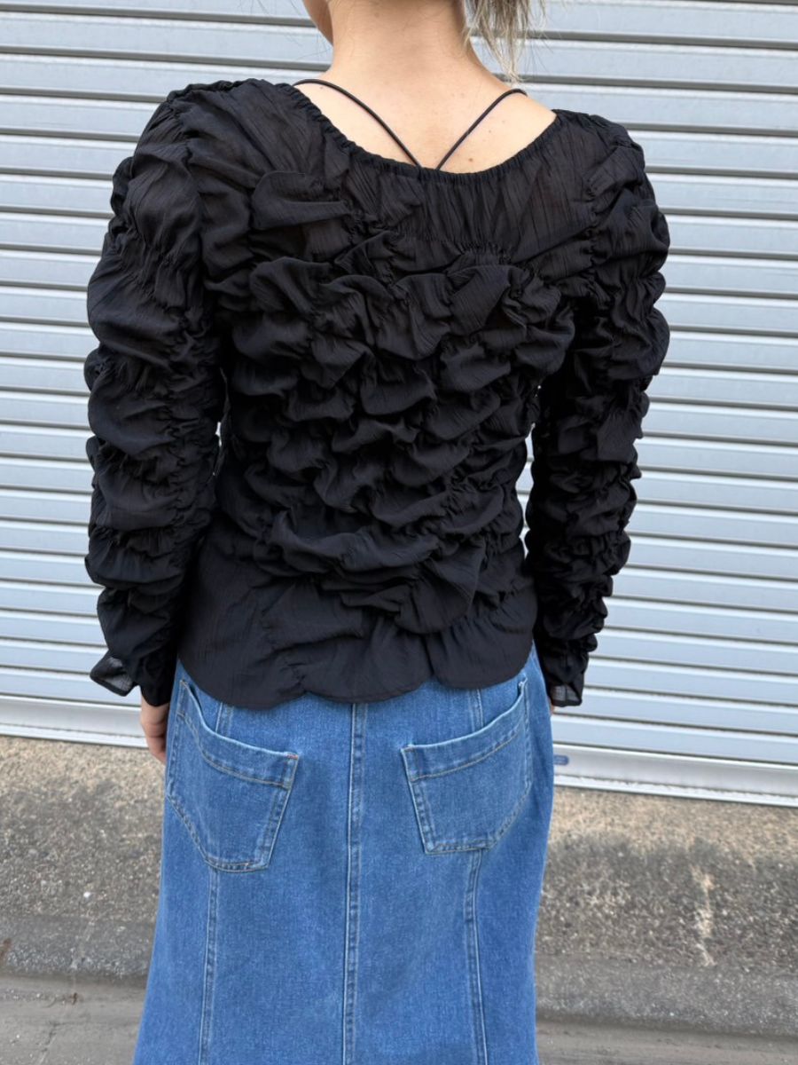 【Mewl】シャーリングトップス/M261-13031