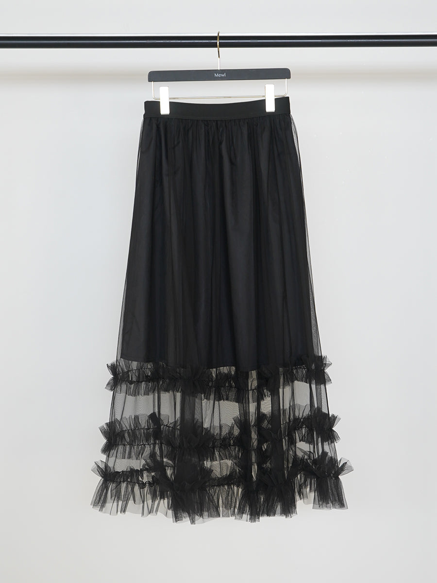 【Mewl】チュールティアードスカート/M261-23004