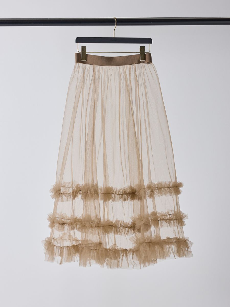 【Mewl】チュールティアードスカート/M261-23004