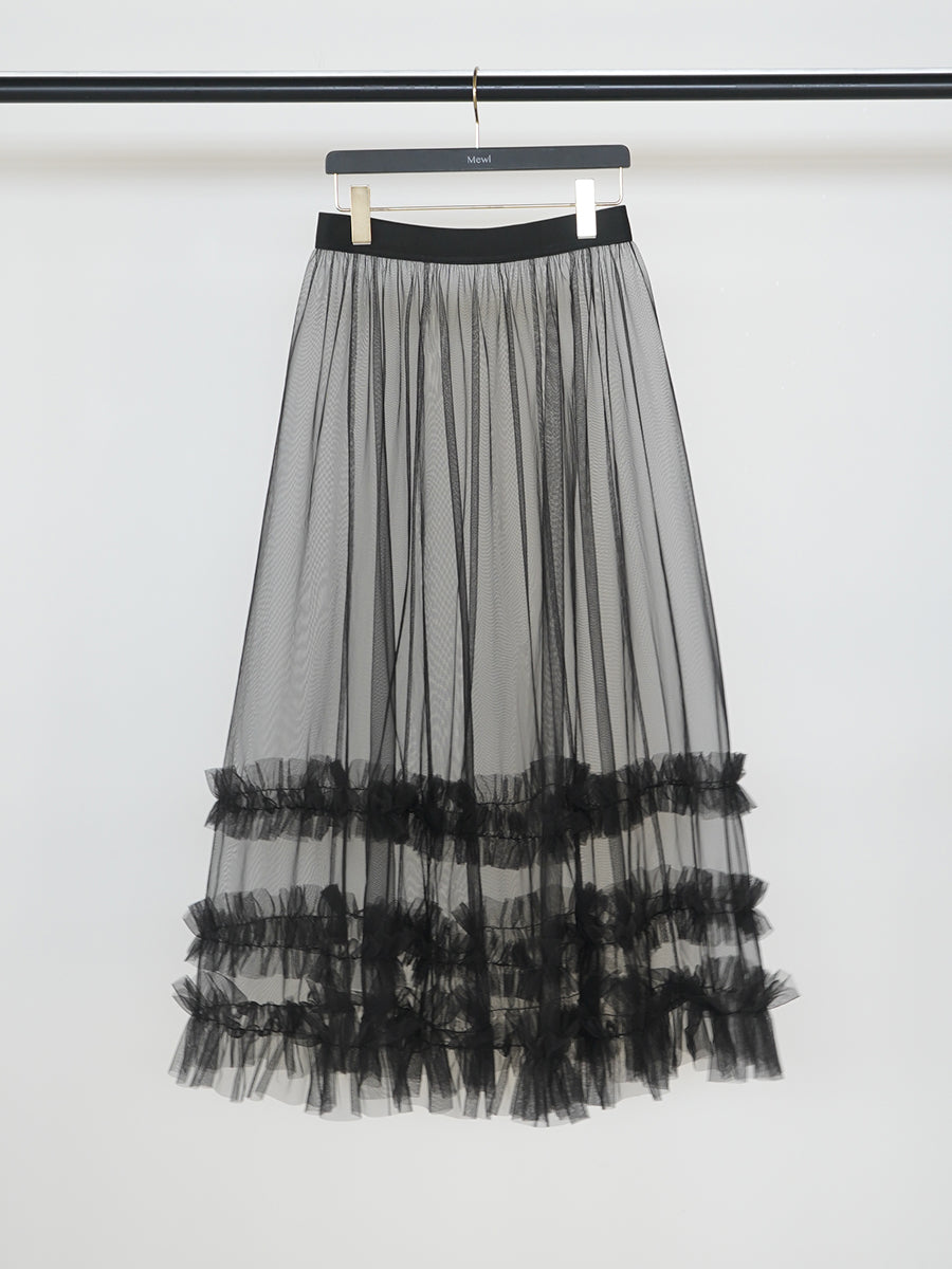 【Mewl】チュールティアードスカート/M261-23004