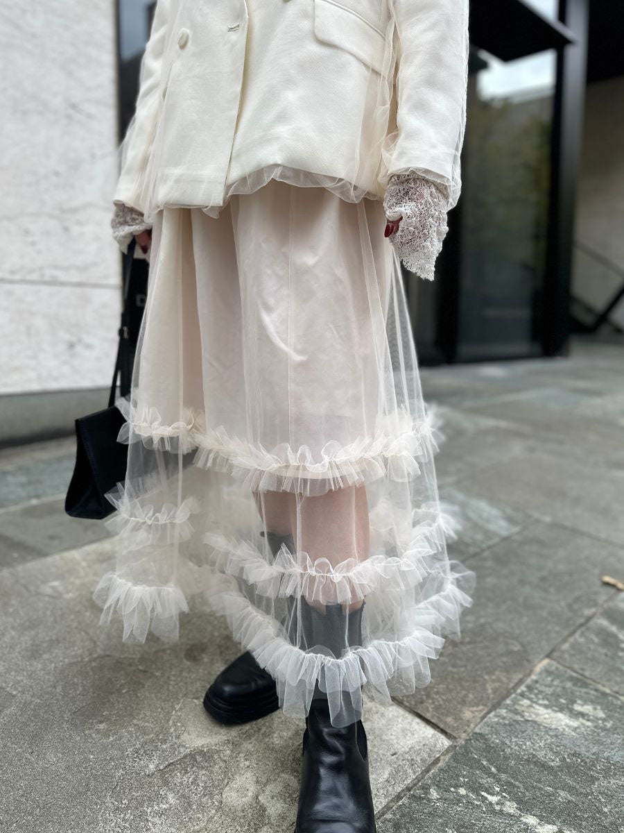 【Mewl】チュールティアードスカート/M261-23004