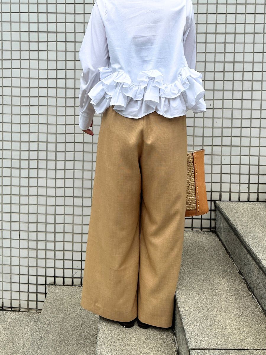 【Mewl】ベルト付きタックワイドパンツ/M261-33003