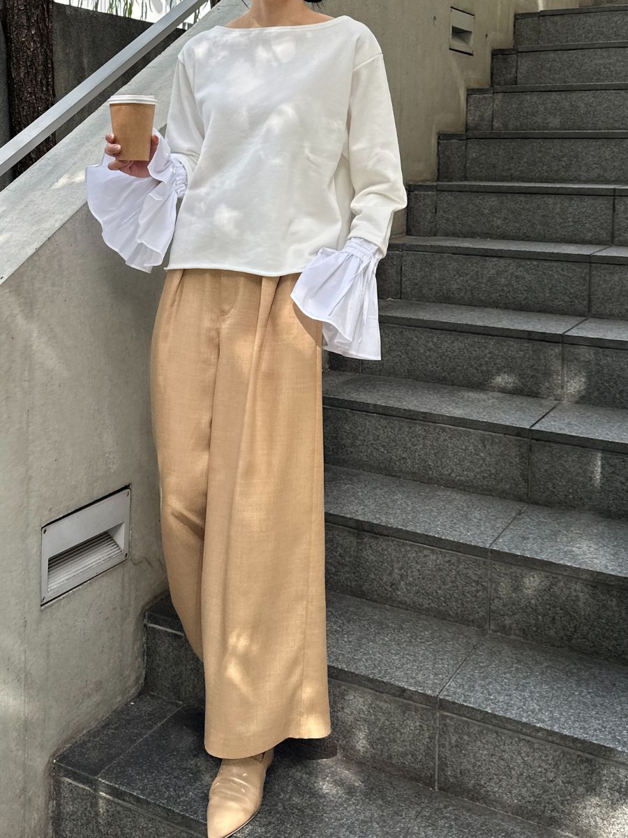 【Mewl】オフショルシャツスリーブスウェット/M261-83011