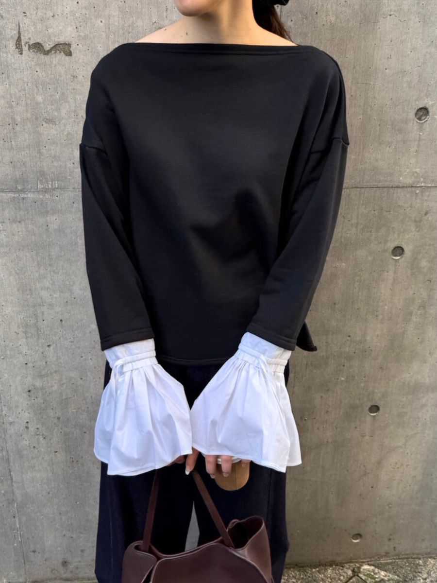 【Mewl】オフショルシャツスリーブスウェット/M261-83011