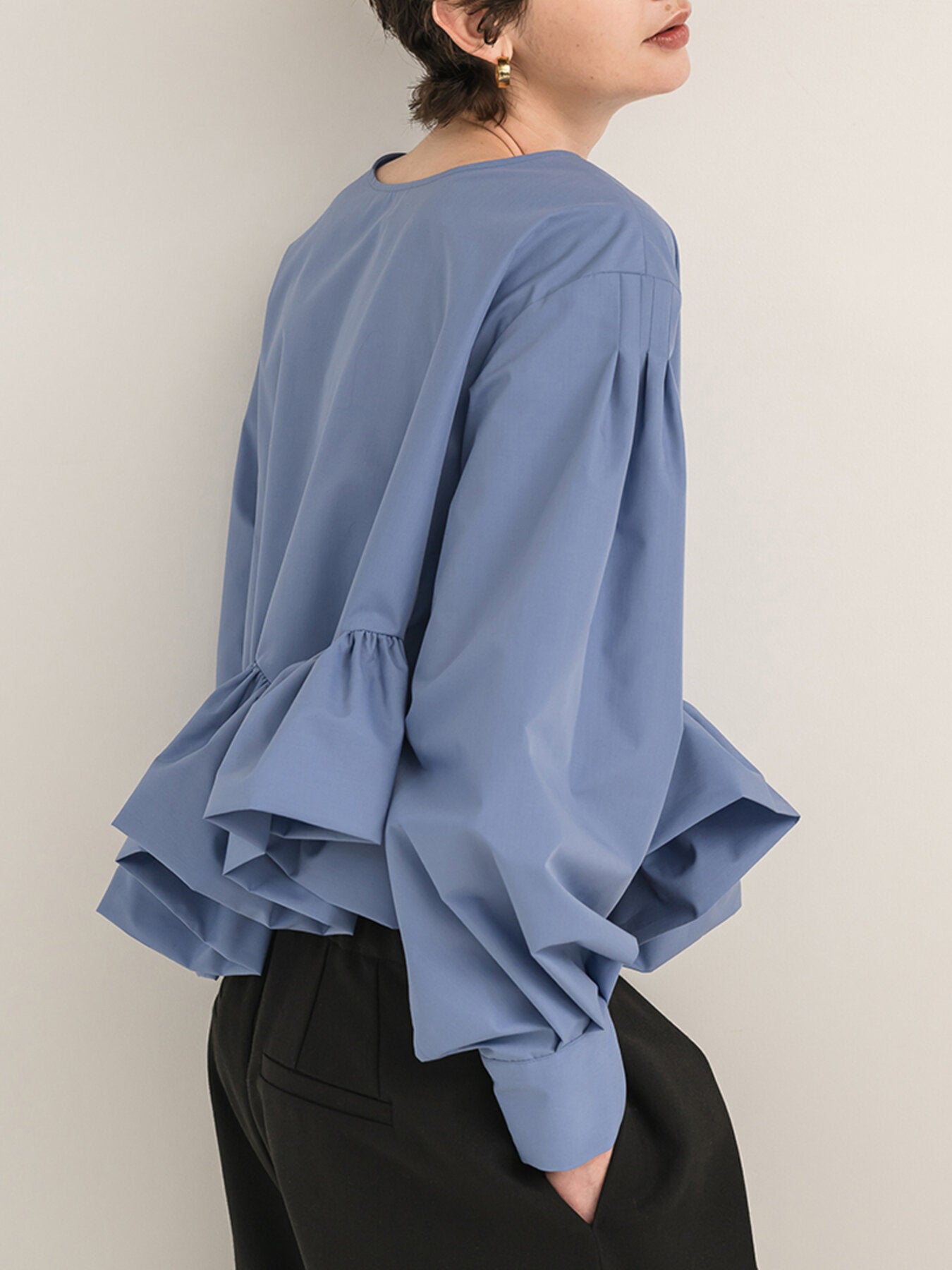 【Mewl】アシメペプラムラッフルブラウス/M263-18105