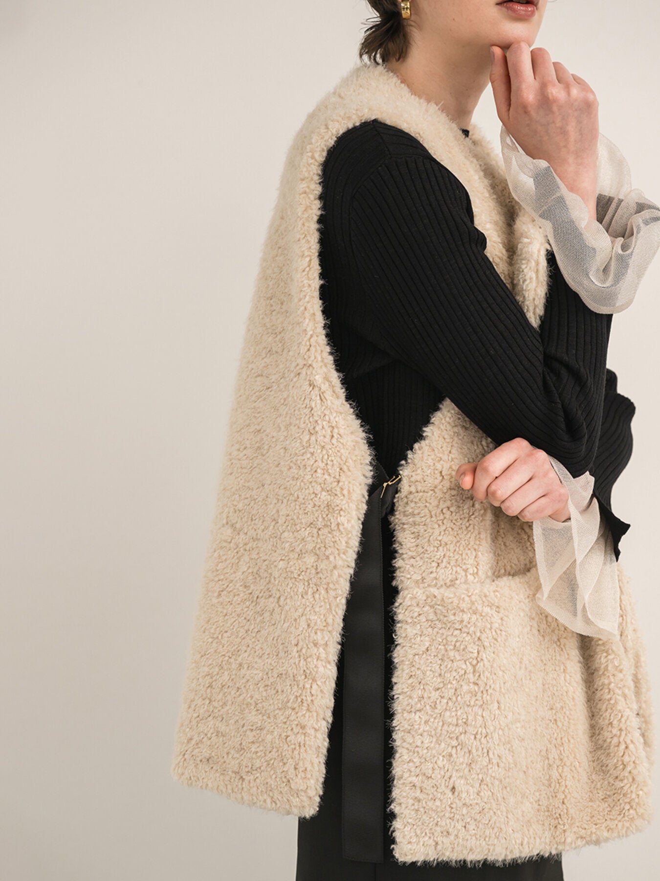【Mewl】カーリーボアベスト/M263-43107