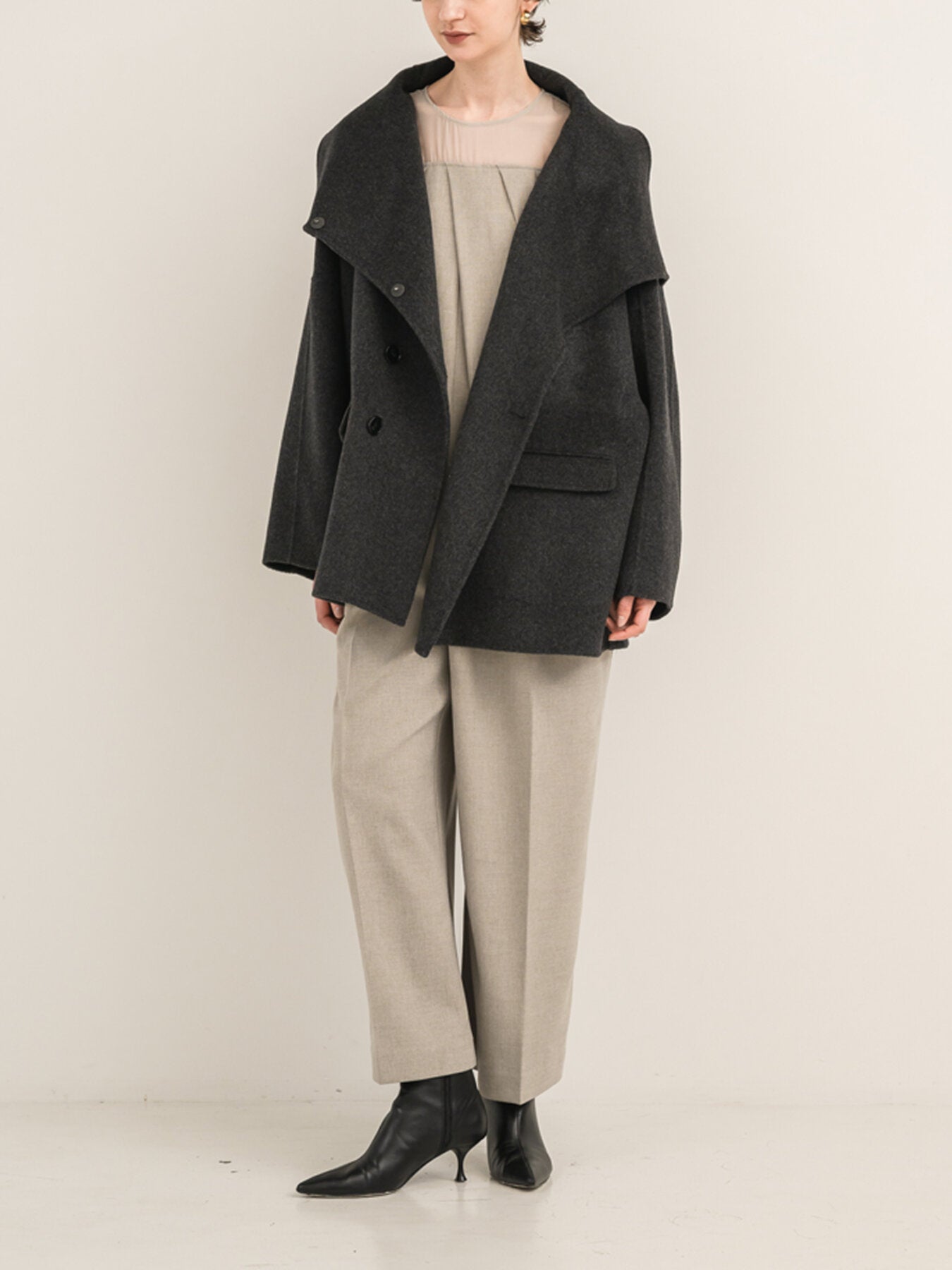 【Mewl】ダブルフェイススタンドカラーコート/M263-73129