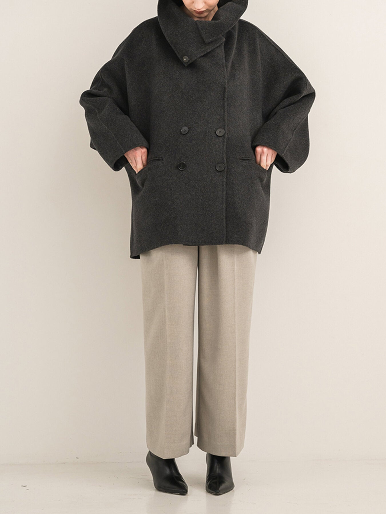 【Mewl】ダブルフェイススタンドカラーコート/M263-73129
