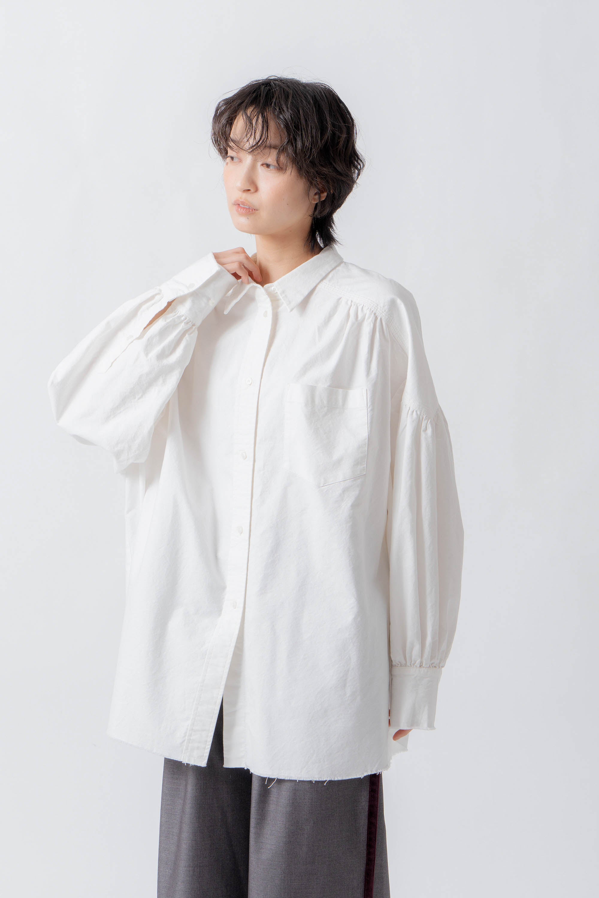 【WHYTO.】オックスフォードボリュームブラウス/NO,19-WHT26FBL4103