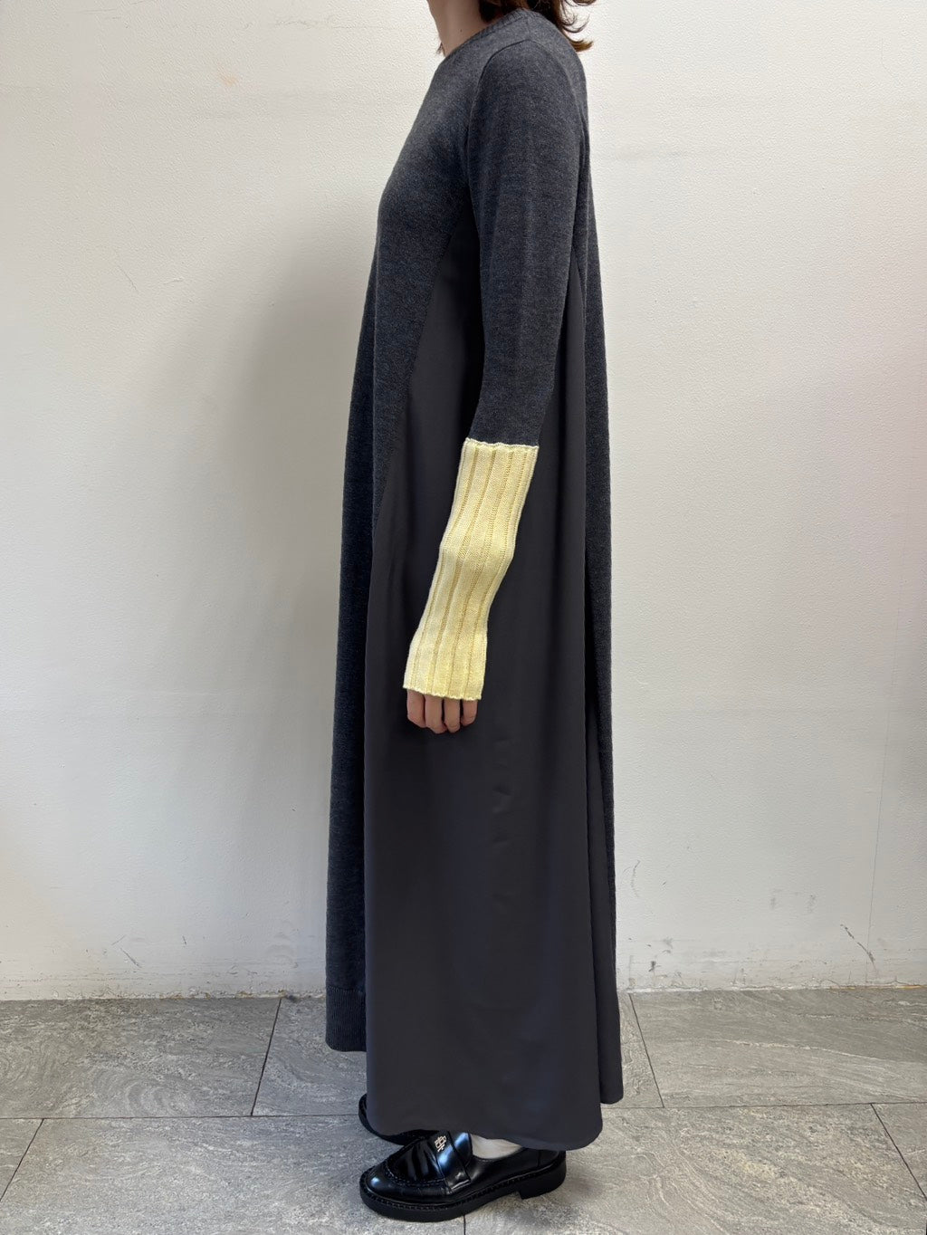 【ROSIEE】アームウォーマーライク布帛ドッキングニット/R781215