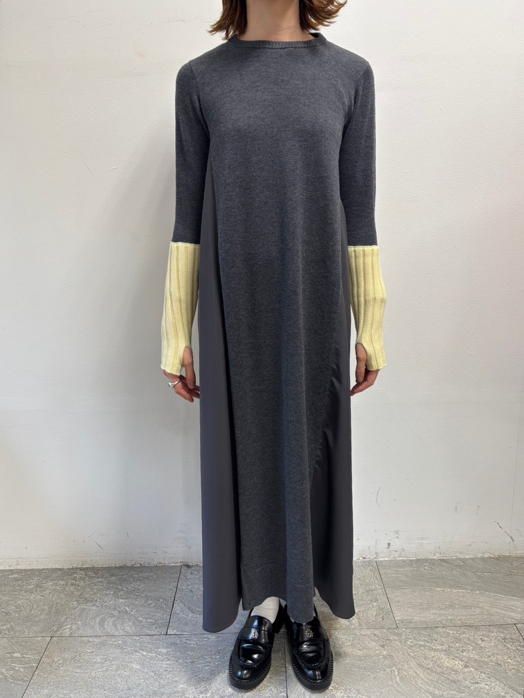 【ROSIEE】アームウォーマーライク布帛ドッキングニット/R781215