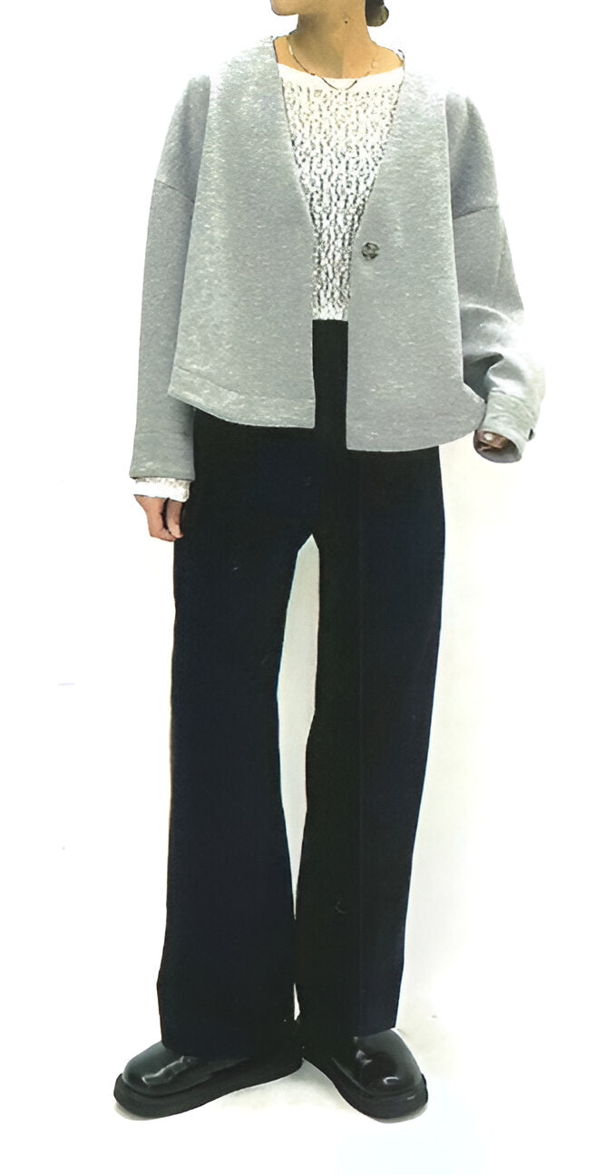 【PASSIONE】ボンディングノーカラージャケット/616436