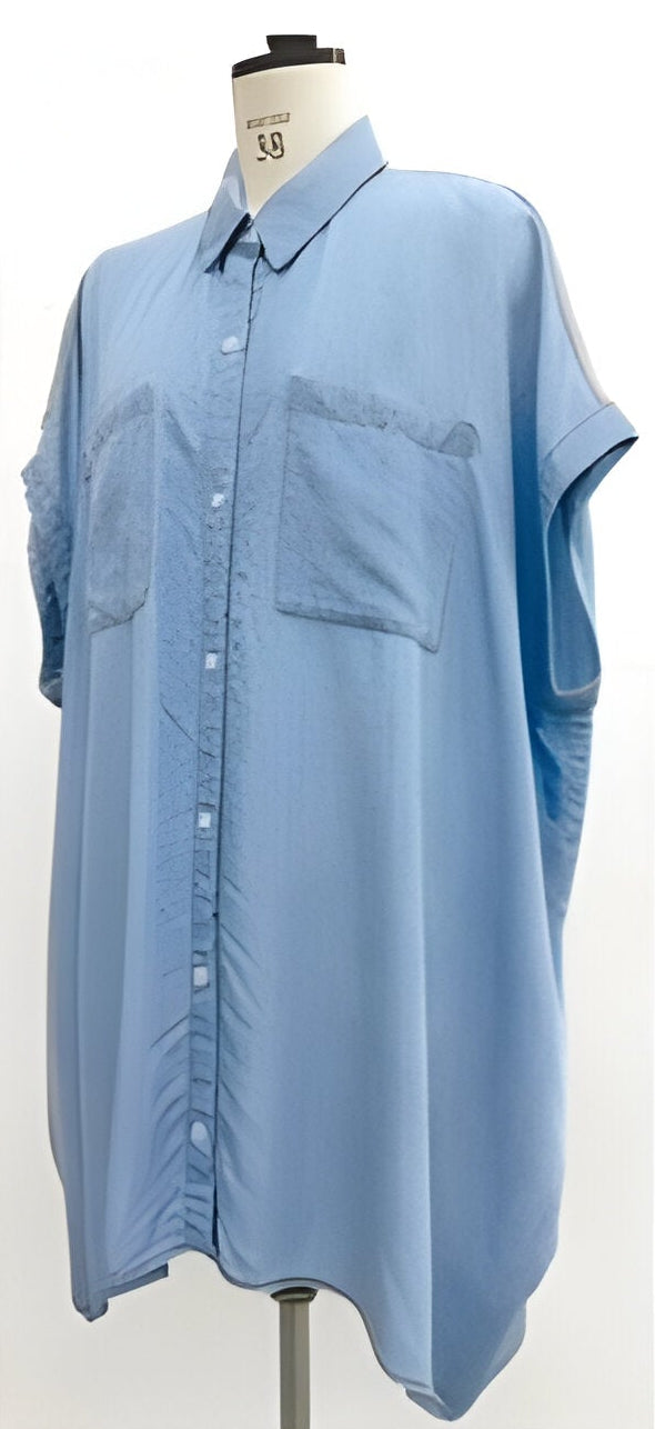 【CYNICAL】テンセルデニム×ジョーゼットロングシャツ/612-95131