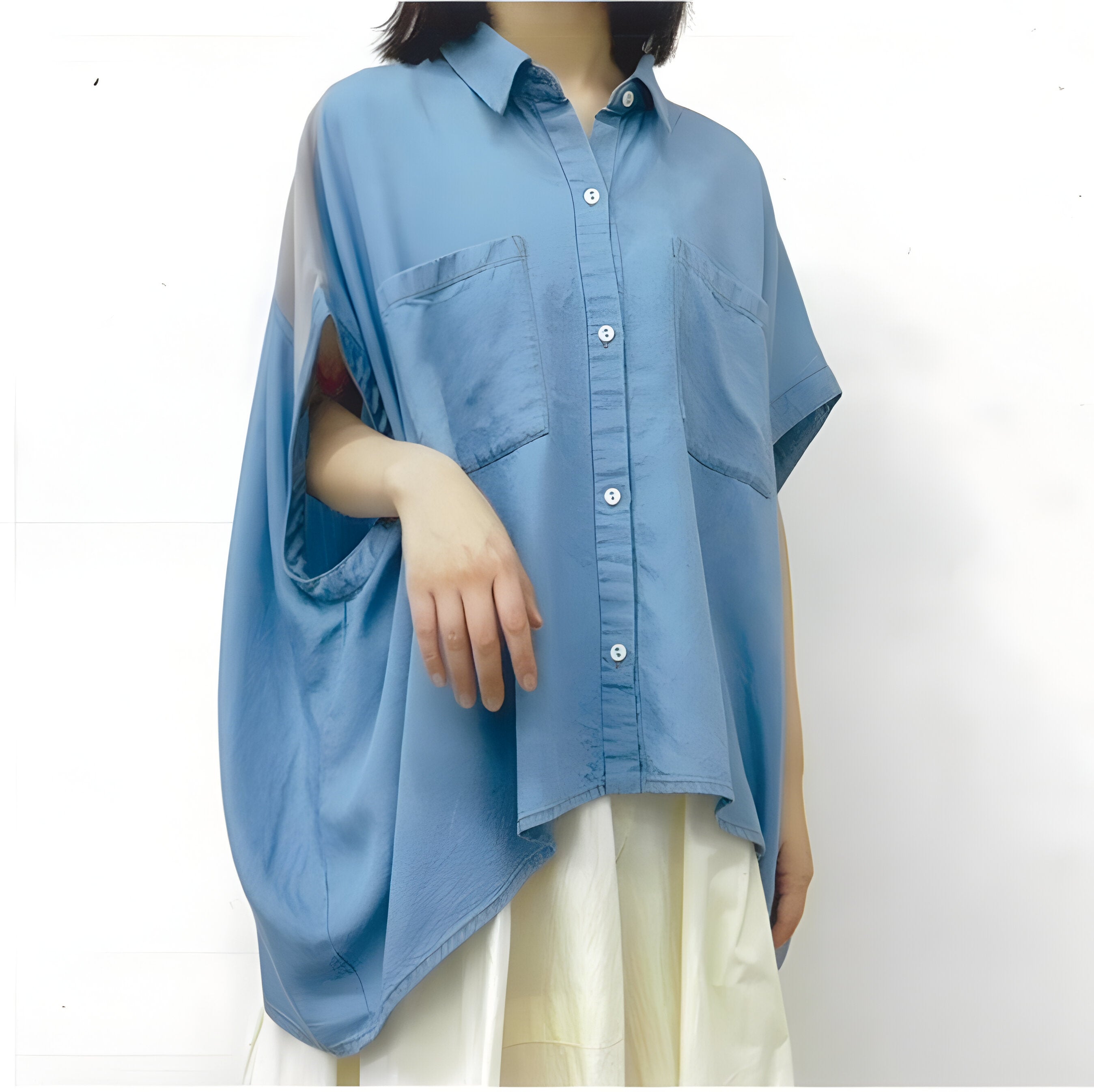 【CYNICAL】テンセルデニム×ジョーゼットシャツ/612-95130