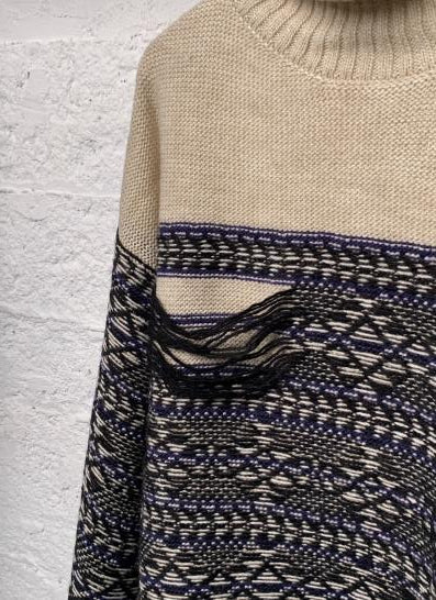 【WYTE】グランジ ジオメトリックタートルネックニット/10-30110