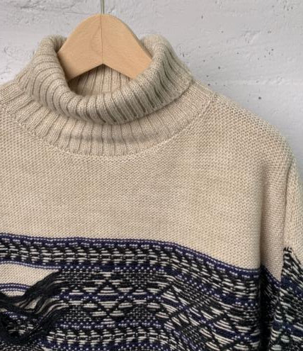【WYTE】グランジ ジオメトリックタートルネックニット/10-30110