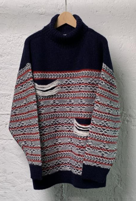 【WYTE】グランジ ジオメトリックタートルネックニット/10-30110