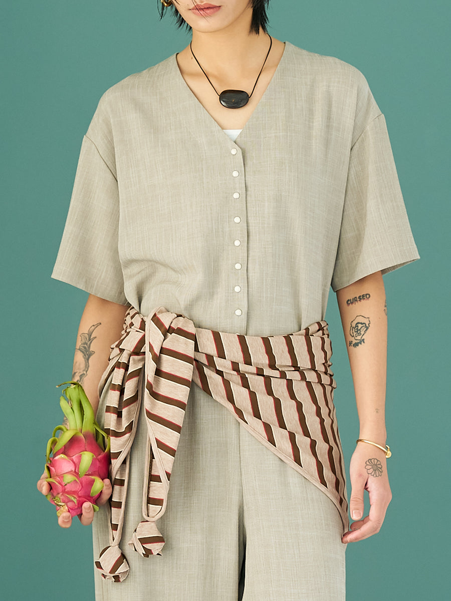【YENN】ストライプジャージスカーフ/Y262-01048