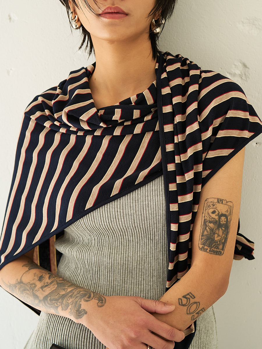 【YENN】ストライプジャージスカーフ/Y262-01048