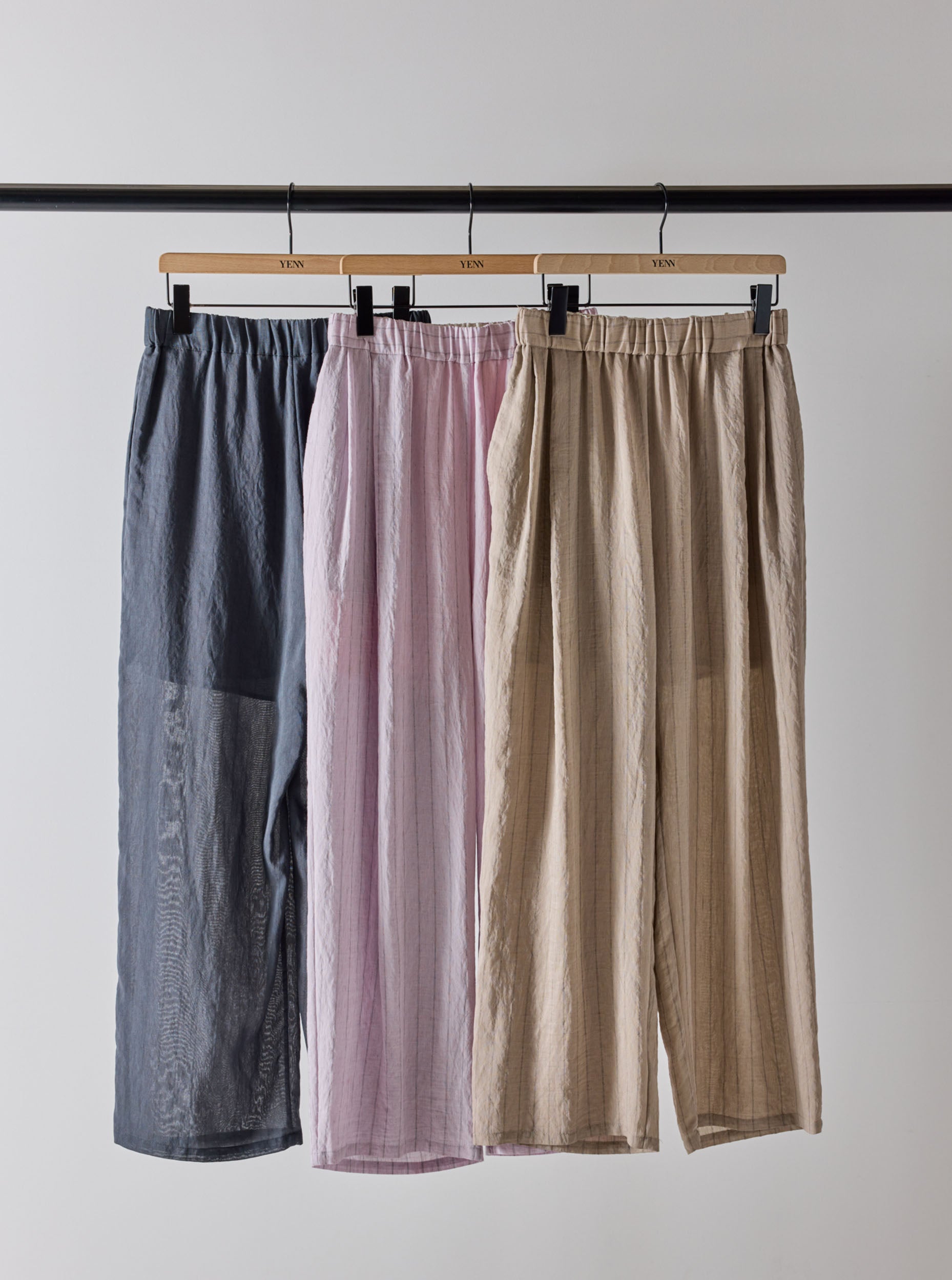 【YENN】シアーストライプイージーパンツ/Y262-31042