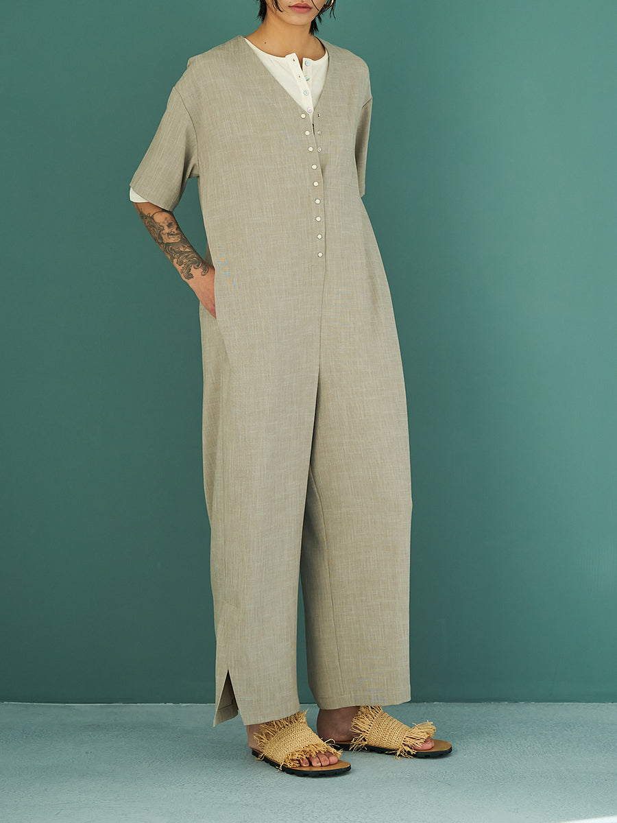 【YENN】サイドスリットオールインワン/Y262-32044