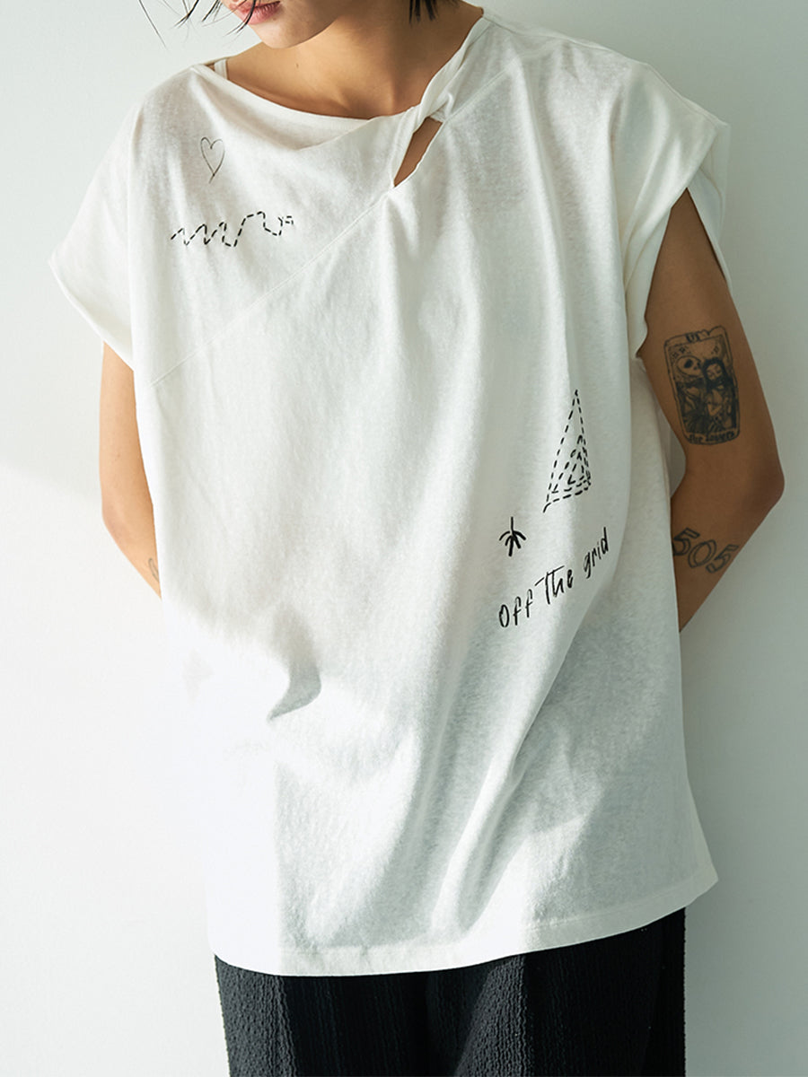 【YENN】ツイストプリントT/Y262-81058