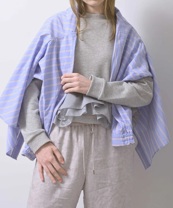 【HERENCIA】コットンストライプフレアボリュームシャツ/H426102