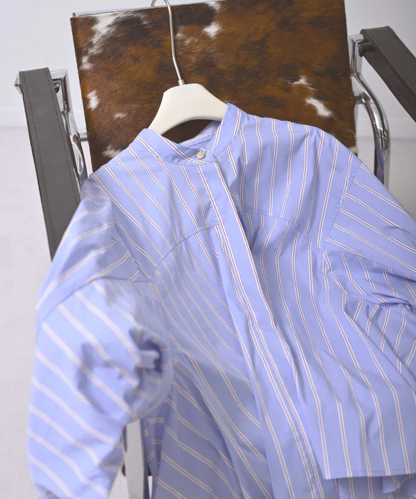 【HERENCIA】コットンストライプフレアボリュームシャツ/H426102