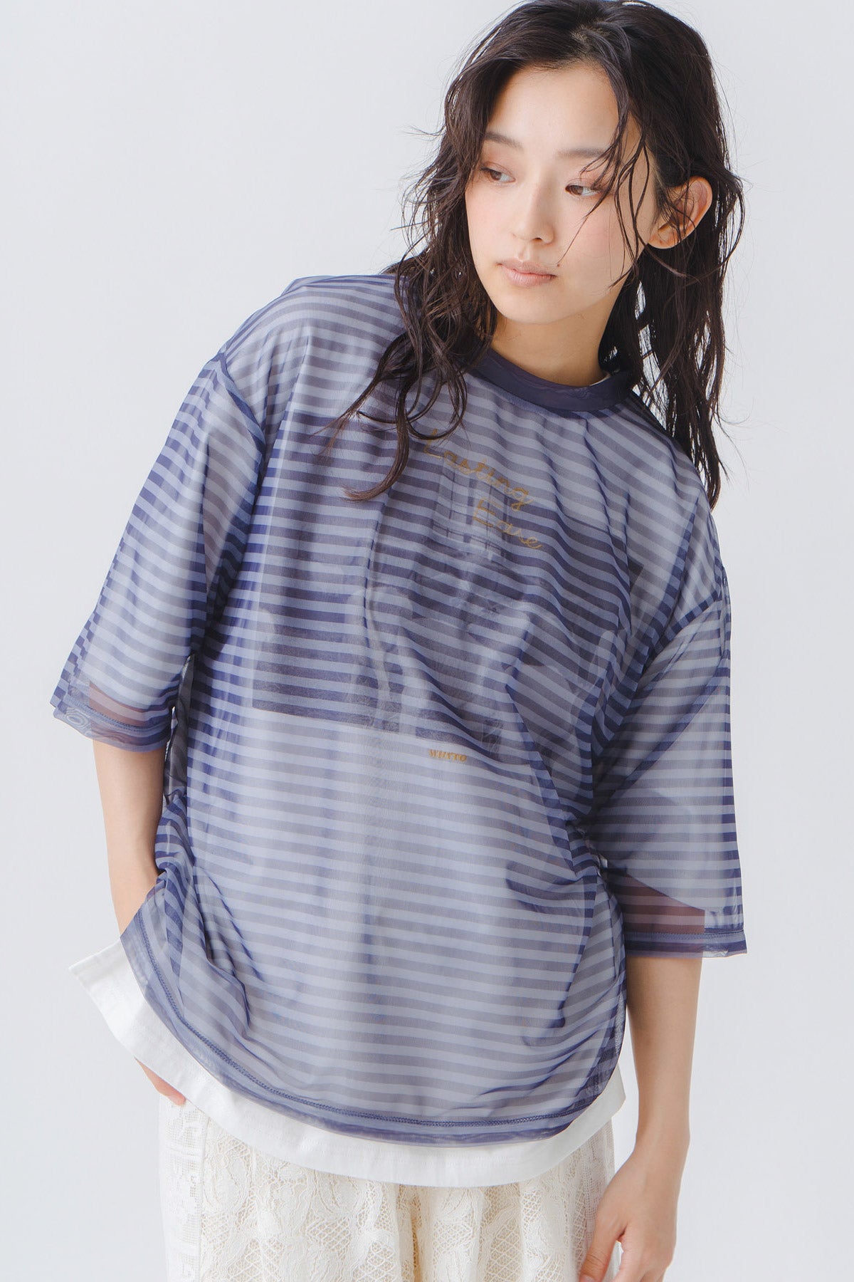 【WHYTO.】シアーボーダーT/WHT27HCS4034