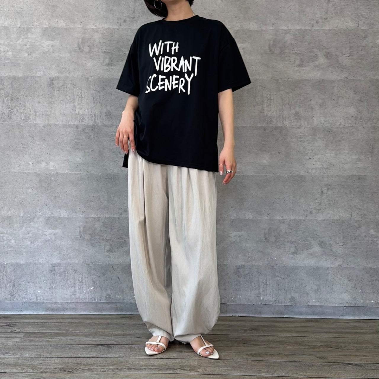 【Anna Kerry】箔プリントロゴルーズTシャツ/85261927