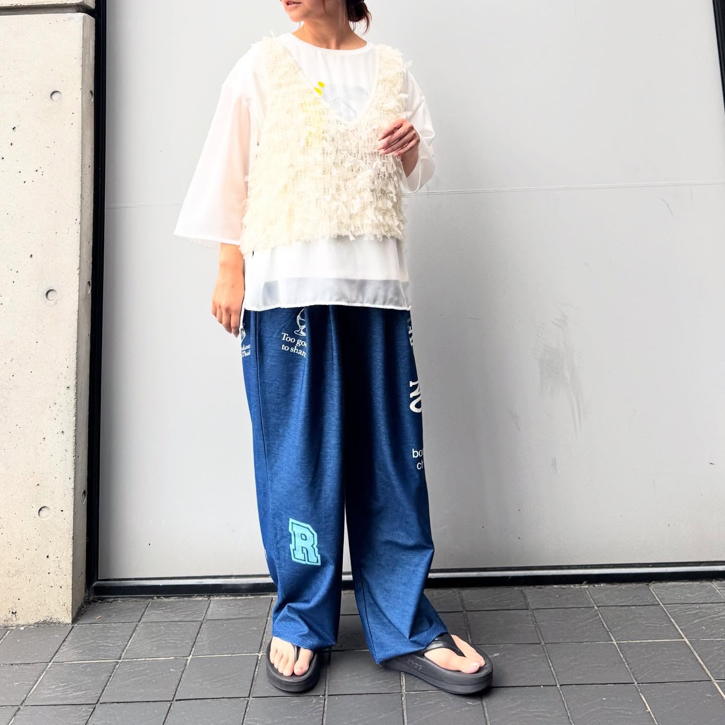 【QTUME】チュチュフリンジ2wayニットコンビベスト/612-25704