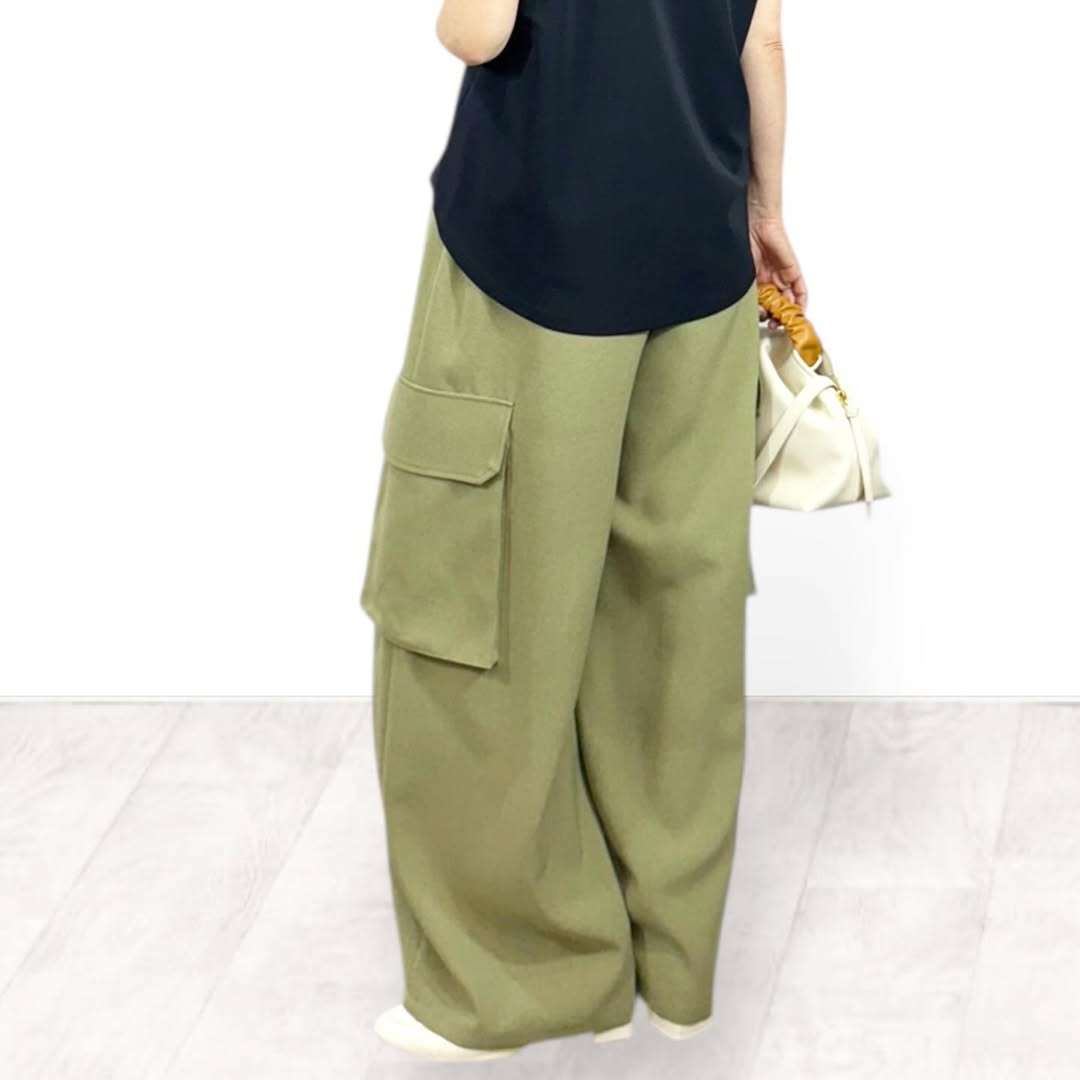 【再入荷予約】【QTUME】Naturemier(ナチュレミア)タックワイドカーゴパンツ/612-26069