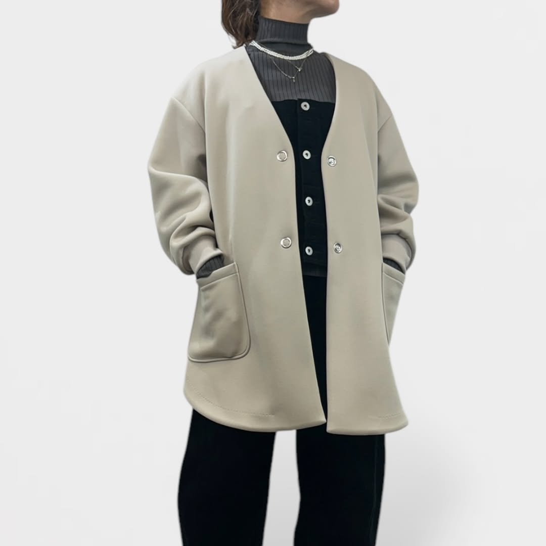 【QTUME】ノンモノフィラダンボールラウンドヘムミドルコート/550-24552