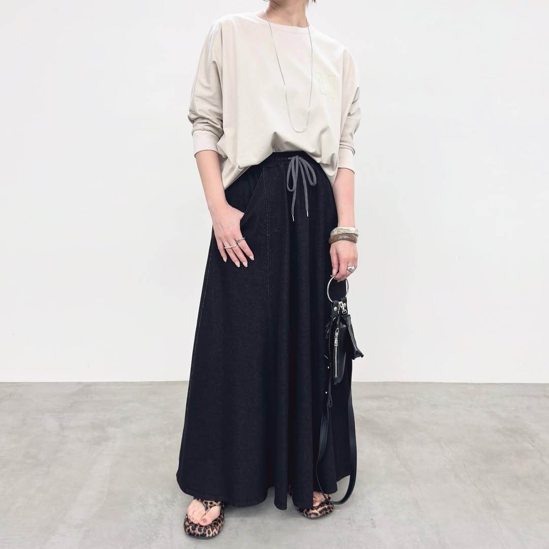 【NUS】スウェットデニムフレアスカート/552-36510