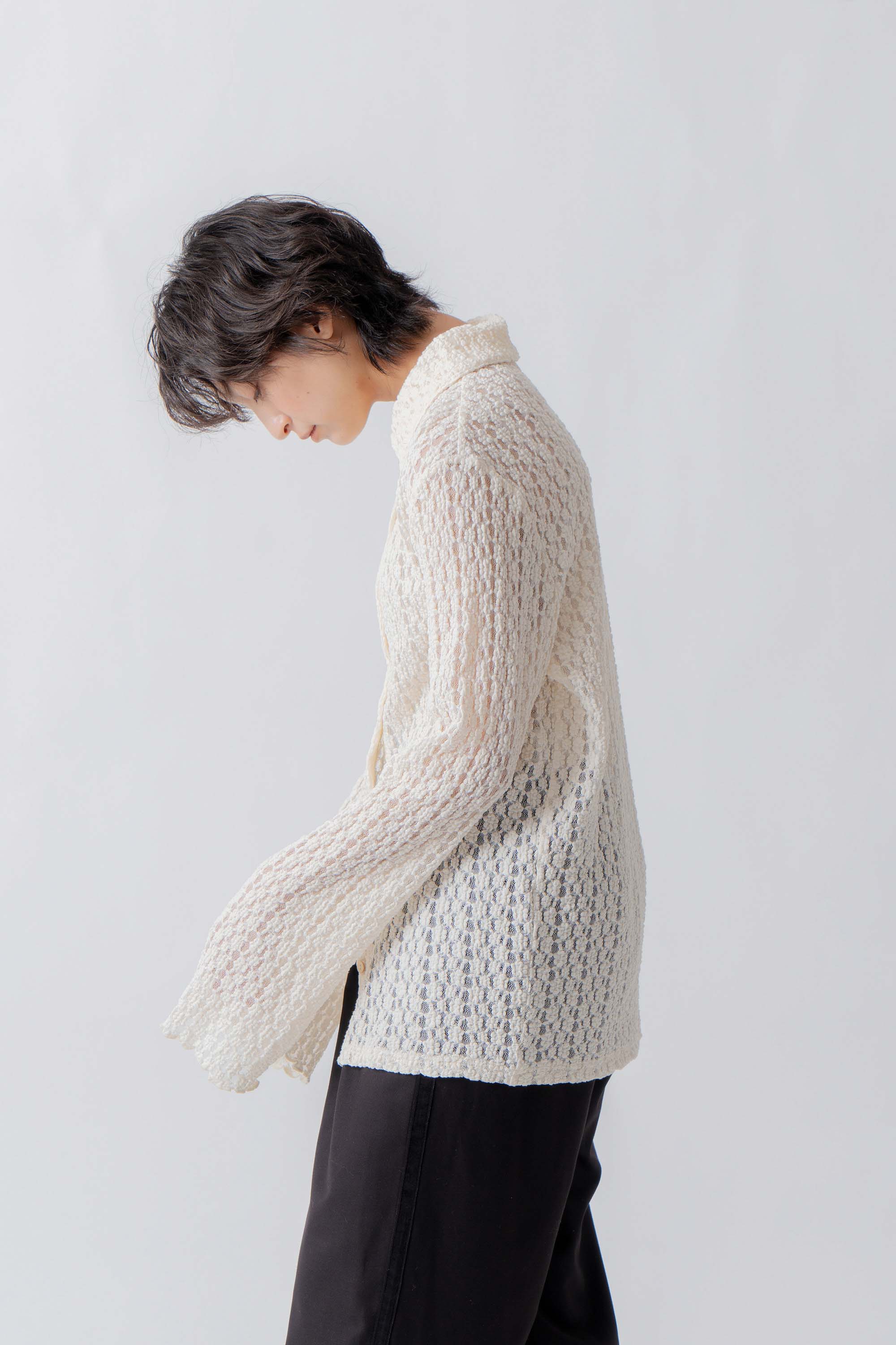 【WHYTO.】レースボタンシャツ/NO,1-WHT26FBL4108