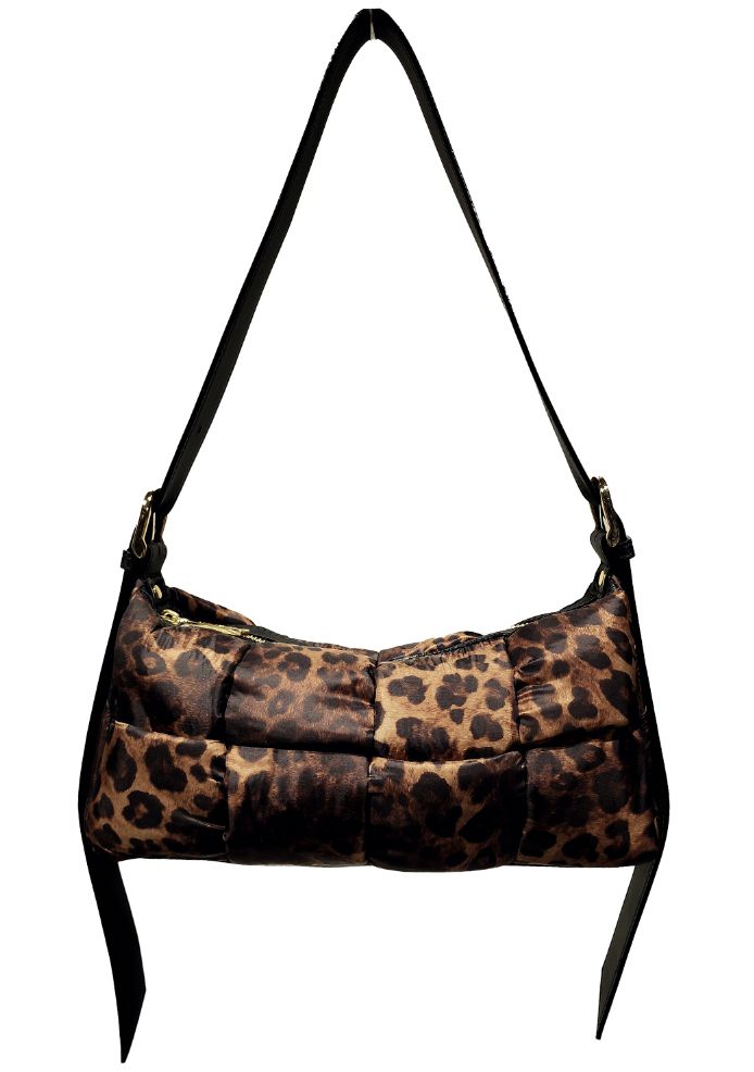 【VIOLAd'ORO】ELMO ナイロンボンディングレオパードプリントショルダーバッグ/V-8986